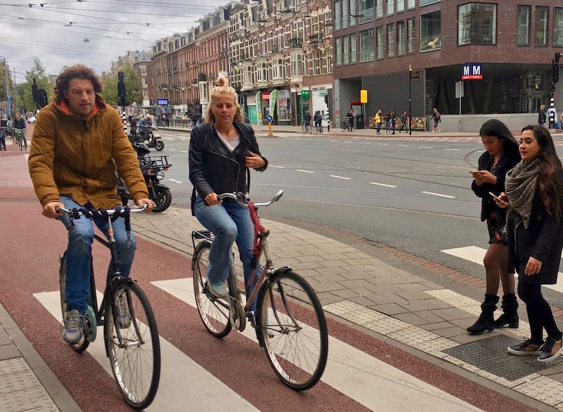 ‘cyclists in a crosswalk’